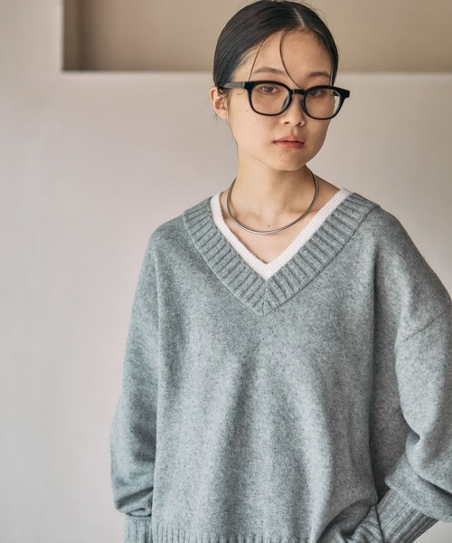 LEPSIM（レプシィム）の「5ゲージアンゴラMIXレイヤープルオーバー　582398（ニット/セーター・レディース・ブラウン/グレー/ライトイエロー/ホワイト系その他・FREE）」の19枚目の写真