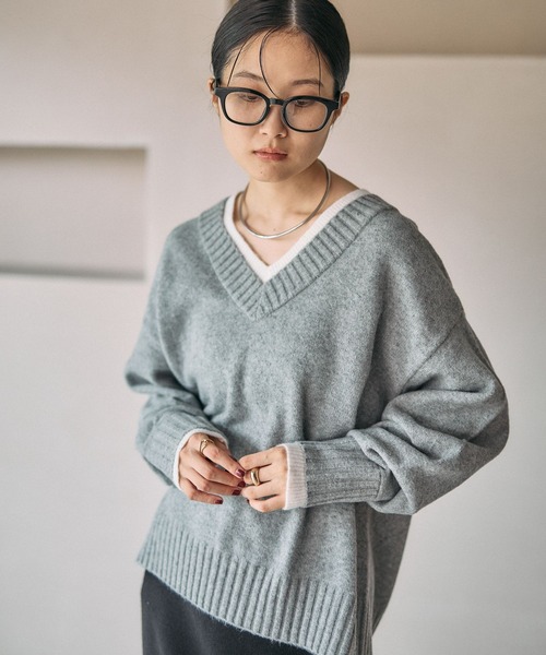 LEPSIM（レプシィム）の「5ゲージアンゴラMIXレイヤープルオーバー　582398（ニット/セーター・レディース・ブラウン/グレー/ライトイエロー/ホワイト系その他・FREE）」の20枚目の写真