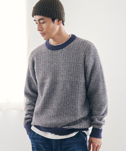 coen（コーエン）の「ショートフェザーニットプルオーバー（ニット/セーター・メンズ・ブラック/ネイビー/ダークグレー/コバルトブルー・S/M/L/XL）」の4枚目の写真