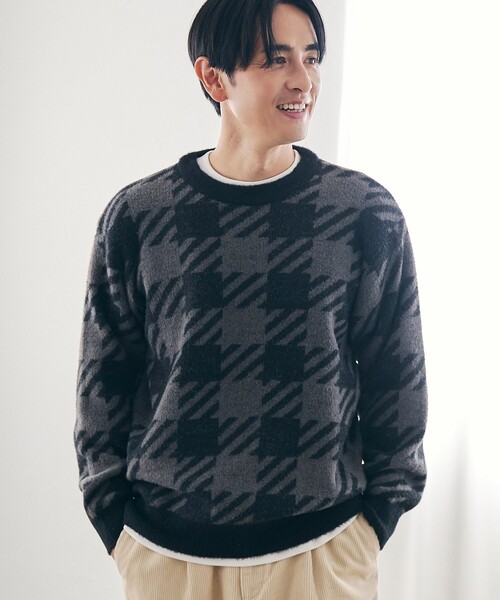 coen（コーエン）の「ショートフェザーニットプルオーバー（ニット/セーター・メンズ・ブラック/ネイビー/ダークグレー/コバルトブルー・S/M/L/XL）」の2枚目の写真