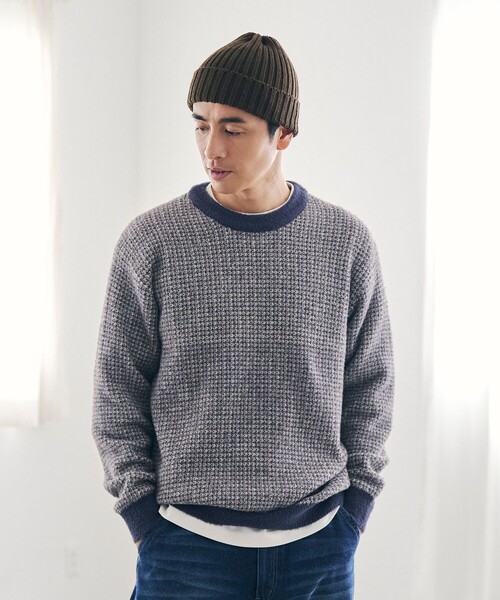 coen（コーエン）の「ショートフェザーニットプルオーバー（ニット/セーター・メンズ・ブラック/ネイビー/ダークグレー/コバルトブルー・S/M/L/XL）」の11枚目の写真