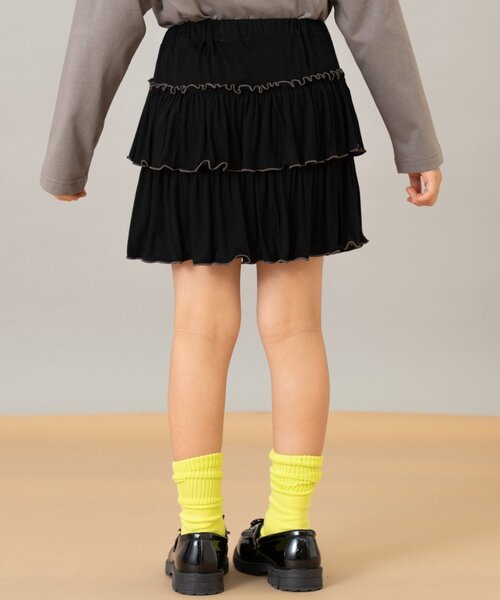 and D. petit main（アンドディープティマイン）の「カットティアードキュロット（スカート・キッズ・ブラック/ピンク/トップグレー・90cm/120cm/140cm/100cm/110cm/130cm）」の6枚目の写真