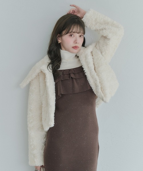fupel(フぺル)の「short length poodle fur coat / ショート丈プードルファーコート(その他アウター・レディース・グレイッシュベージュ/オフホワイト・FREE)」の17枚目の写真
