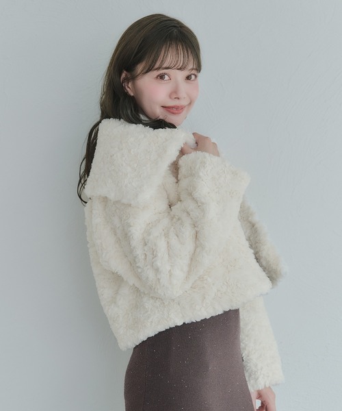 fupel(フぺル)の「short length poodle fur coat / ショート丈プードルファーコート(その他アウター・レディース・グレイッシュベージュ/オフホワイト・FREE)」の19枚目の写真