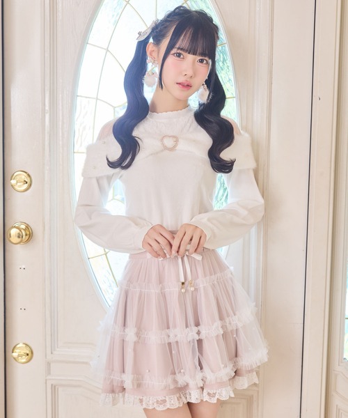 ROJITA(ロジータ)の「リボンデザインニットトップス(ニット/セーター・レディース・ピンク/ホワイト/ブラック・FREE)」の4枚目の写真