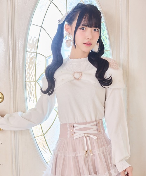 ROJITA(ロジータ)の「リボンデザインニットトップス(ニット/セーター・レディース・ピンク/ホワイト/ブラック・FREE)」の5枚目の写真