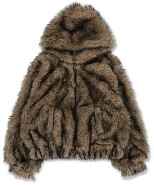 SPINNS（スピンズ）の「ボリューム感がかわいすぎ！高見えフェイクファーブルゾン/コート/フード付き（ブルゾン・レディース・ベージュ/ブラウン/グレー・ONESIZE）」の6枚目の写真