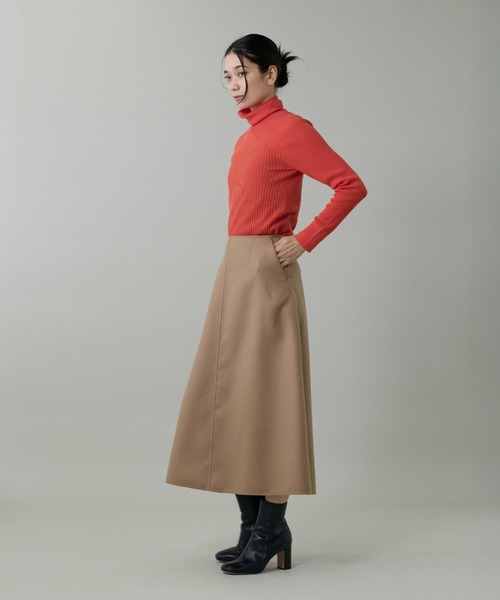 INED（イネド）の「梳毛接結リバー ダブルフェイスAラインスカート【セットアップ対応】（スカート・レディース・チェック/キャメル・9号/11号/7号）」の7枚目の写真