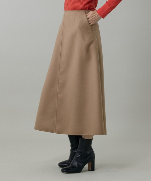 INED（イネド）の「梳毛接結リバー ダブルフェイスAラインスカート【セットアップ対応】（スカート・レディース・チェック/キャメル・9号/11号/7号）」の12枚目の写真