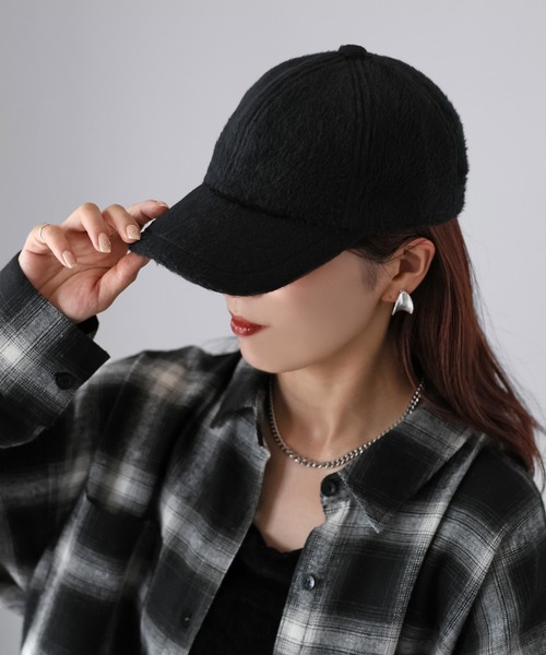 Riberry（リベリー）の「レザーベルト付きシャギーキャップ（キャップ・レディース・アイボリー/グレー/ブラック・FREE）」の8枚目の写真