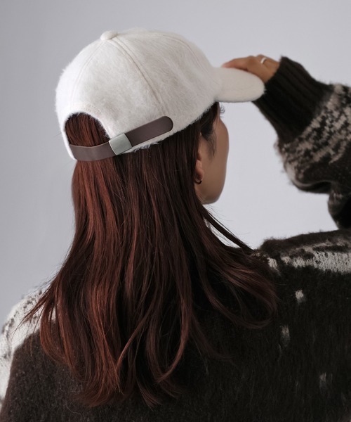 Riberry（リベリー）の「レザーベルト付きシャギーキャップ（キャップ・レディース・アイボリー/グレー/ブラック・FREE）」の7枚目の写真