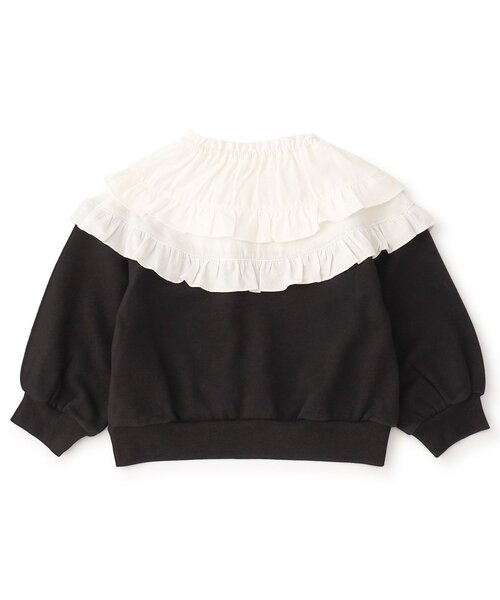 Seraph（セラフ）の「【ジュニア対応】襟フリルトレーナー（スウェット・キッズ・ブラック・80/90/100/110/120/130/140）」の2枚目の写真