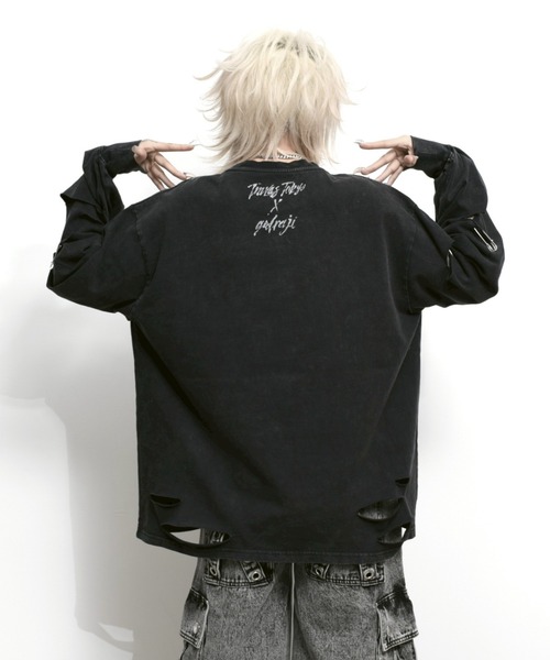 TRAVAS TOKYO（トラバス トウキョウ）の「『TRAVAS TOKYO/トラバス トーキョー』GEDRAJI x TRAVAS TOKYO イラストプリントL/S Tee（Tシャツ/カットソー・レディース・ブラック/ライトベージュ・FREE）」の4枚目の写真