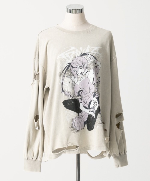 TRAVAS TOKYO（トラバス トウキョウ）の「『TRAVAS TOKYO/トラバス トーキョー』GEDRAJI x TRAVAS TOKYO イラストプリントL/S Tee（Tシャツ/カットソー・レディース・ブラック/ライトベージュ・FREE）」の18枚目の写真