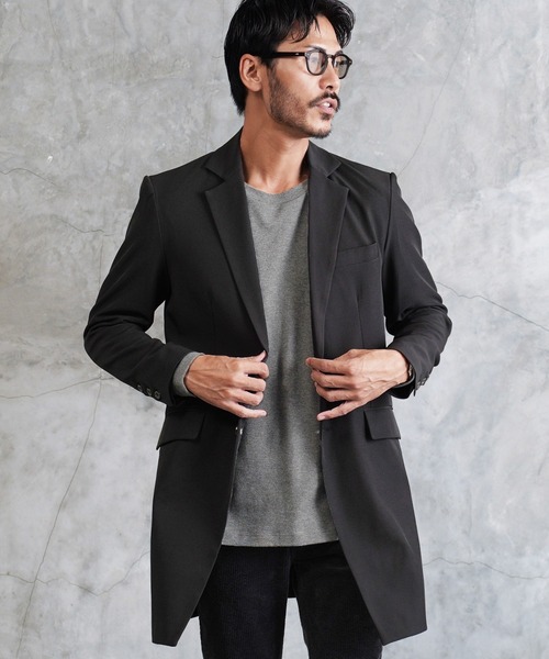 jiggys shop(ジギーズショップ)の「TPU ストレッチ チェスターコート(チェスターコート・メンズ・ブラック/ライトグレー/ネイビー/グレー・LARGE/MEDIUM/X-LARGE)」の2枚目の写真