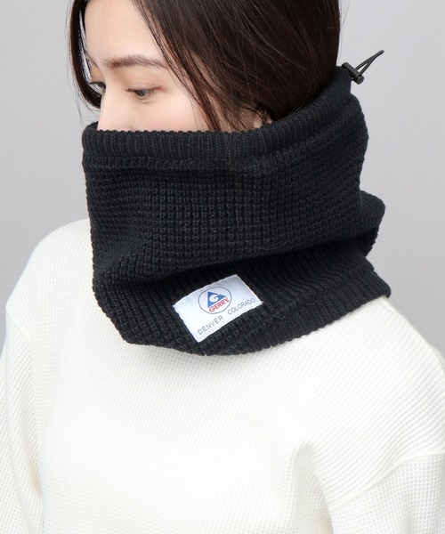 GERRY（ジェリー）の「A.M.S.別注 ミドル丈 ワッフル編み ニット ハイネックウォーマー（ネックウォーマー/スヌード・メンズ・ブラック/グレー・FREE）」の6枚目の写真