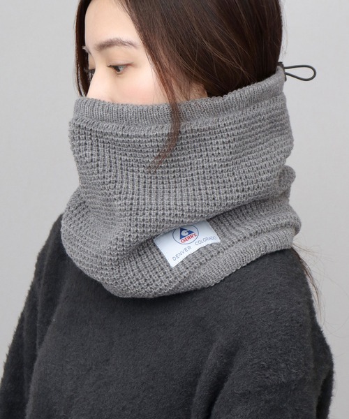 GERRY（ジェリー）の「A.M.S.別注 ミドル丈 ワッフル編み ニット ハイネックウォーマー（ネックウォーマー/スヌード・メンズ・ブラック/グレー・FREE）」の8枚目の写真