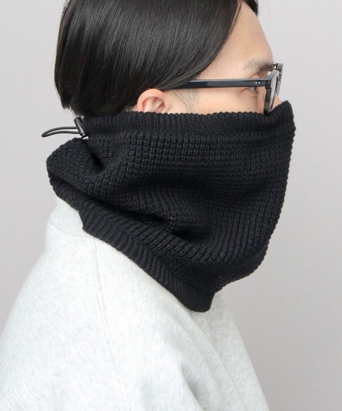GERRY（ジェリー）の「A.M.S.別注 ミドル丈 ワッフル編み ニット ハイネックウォーマー（ネックウォーマー/スヌード・メンズ・ブラック/グレー・FREE）」の18枚目の写真