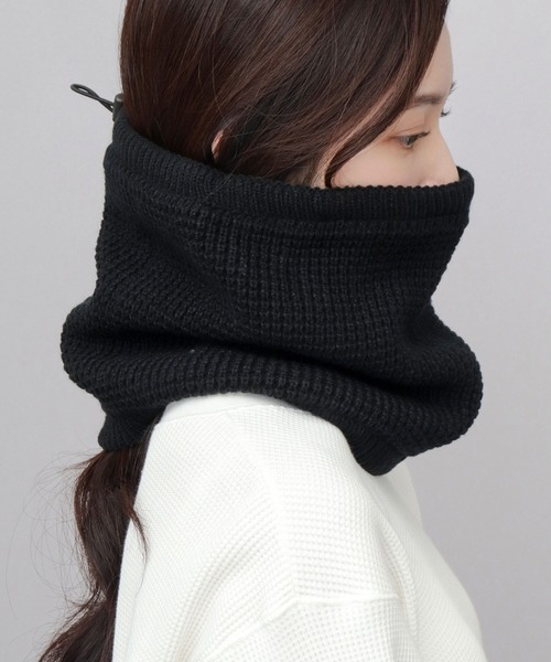 GERRY（ジェリー）の「A.M.S.別注 ミドル丈 ワッフル編み ニット ハイネックウォーマー（ネックウォーマー/スヌード・メンズ・ブラック/グレー・FREE）」の21枚目の写真