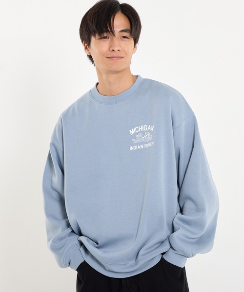 coca(coca)(コカ)の「裏起毛イラストプリントトレーナー(スウェット・メンズ・ブラック/ライトブルー・L/M/XL)」の2枚目の写真