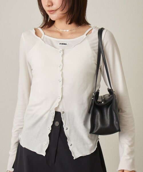 mline（エムライン）の「[mline]レイヤーロゴTシャツ（Tシャツ/カットソー・レディース・グレー/ブラック/アイボリー/オフホワイト・FREE）」の13枚目の写真