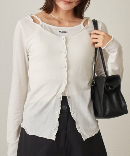 mline（エムライン）の「[mline]レイヤーロゴTシャツ（Tシャツ/カットソー・レディース・グレー/ブラック/アイボリー/オフホワイト・FREE）」の15枚目の写真