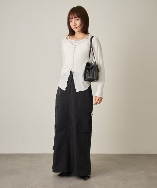 mline（エムライン）の「[mline]レイヤーロゴTシャツ（Tシャツ/カットソー・レディース・グレー/ブラック/アイボリー/オフホワイト・FREE）」の17枚目の写真