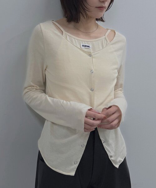 mline（エムライン）の「[mline]レイヤーロゴTシャツ（Tシャツ/カットソー・レディース・グレー/ブラック/アイボリー/オフホワイト・FREE）」の19枚目の写真