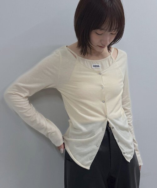 mline（エムライン）の「[mline]レイヤーロゴTシャツ（Tシャツ/カットソー・レディース・グレー/ブラック/アイボリー/オフホワイト・FREE）」の22枚目の写真