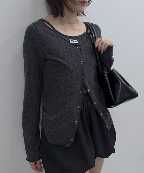 mline（エムライン）の「[mline]レイヤーロゴTシャツ（Tシャツ/カットソー・レディース・グレー/ブラック/アイボリー/オフホワイト・FREE）」の11枚目の写真