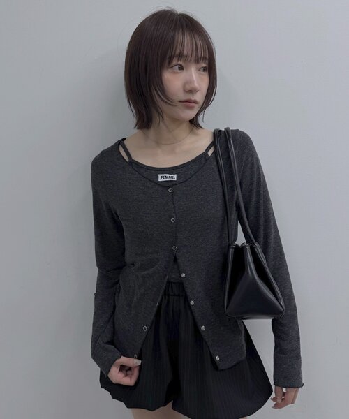 mline（エムライン）の「[mline]レイヤーロゴTシャツ（Tシャツ/カットソー・レディース・グレー/ブラック/アイボリー/オフホワイト・FREE）」の10枚目の写真