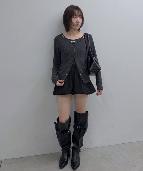 mline（エムライン）の「[mline]レイヤーロゴTシャツ（Tシャツ/カットソー・レディース・グレー/ブラック/アイボリー/オフホワイト・FREE）」の7枚目の写真