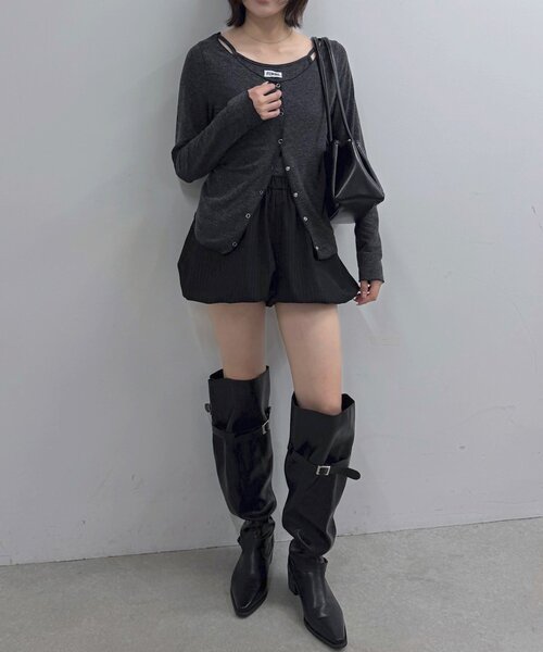 mline（エムライン）の「[mline]レイヤーロゴTシャツ（Tシャツ/カットソー・レディース・グレー/ブラック/アイボリー/オフホワイト・FREE）」の5枚目の写真