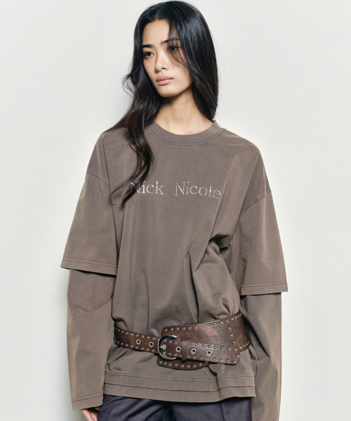 NICK&NICOLE(ニックアンドニコール)の「NICOLE DESTROYED LAYERED LONG SLEEVE TOP_CHARCOAL(Tシャツ/カットソー・レディース・その他・FREE)」の2枚目の写真