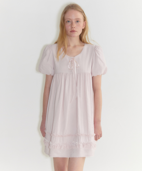 Lace Puff Dress (Pink)