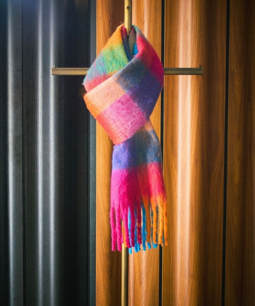 ROSE BUD（ローズバッド）の「BLOCK CHECK MUFFLER（マフラー・レディース・ブルー/ブラウン・ONE SIZE）」の5枚目の写真