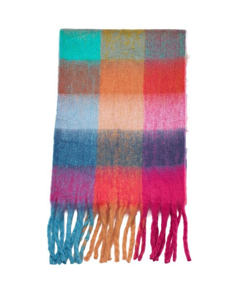 ROSE BUD（ローズバッド）の「BLOCK CHECK MUFFLER（マフラー・レディース・ブルー/ブラウン・ONE SIZE）」の10枚目の写真