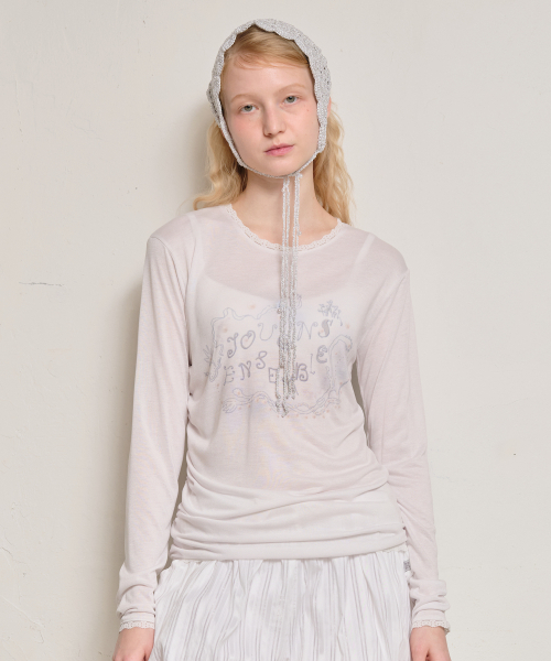 TXT x TSW Side Shirred Lace Top [White]