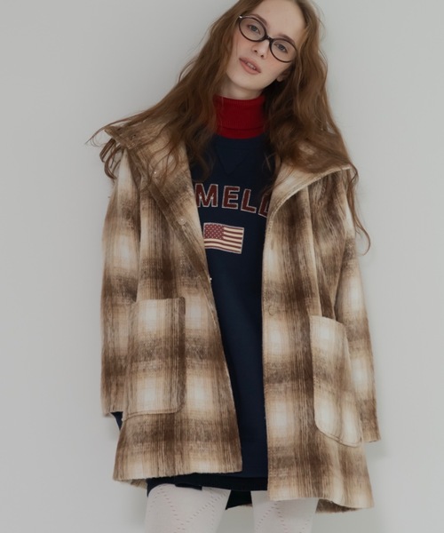 【新品タグ付】jumelle ジュメロ　 シャギーチェックコート　コート シャギーチェックコート（ピーコート）｜jumelle（ジュメロ）の