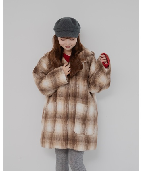 JUMELLE(ジュメロ)の「シャギーチェックコート(ピーコート・レディース・ベージュ・FREE)」の13枚目の写真