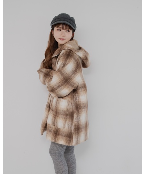 JUMELLE(ジュメロ)の「シャギーチェックコート(ピーコート・レディース・ベージュ・FREE)」の15枚目の写真