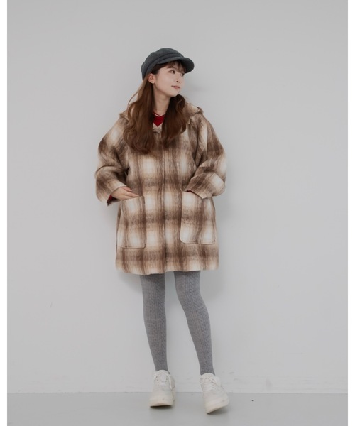 シャギーチェックコート（ピーコート）｜jumelle（ジュメロ）の