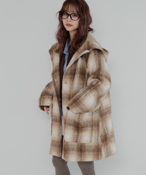 JUMELLE(ジュメロ)の「シャギーチェックコート(ピーコート・レディース・ベージュ・FREE)」の22枚目の写真
