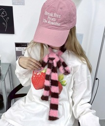 WEGO/ボーダーシャギーニットナローマフラー
