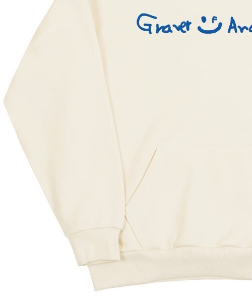 GRAVER（グレーバー）の「[ユニセックス]ドローイングロゴドローイングスマイルフードパーカー_クリーム（パーカー・レディース・アイボリー・SMALL/MEDIUM/LARGE/X-LARGE）」の5枚目の写真