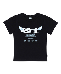 ESCAPEFROM（エスケープフロム）の「エンジェル ESCF ロゴ コラージュプリント スリムフィット 半袖Tシャツ ブラック（Tシャツ/カットソー）」