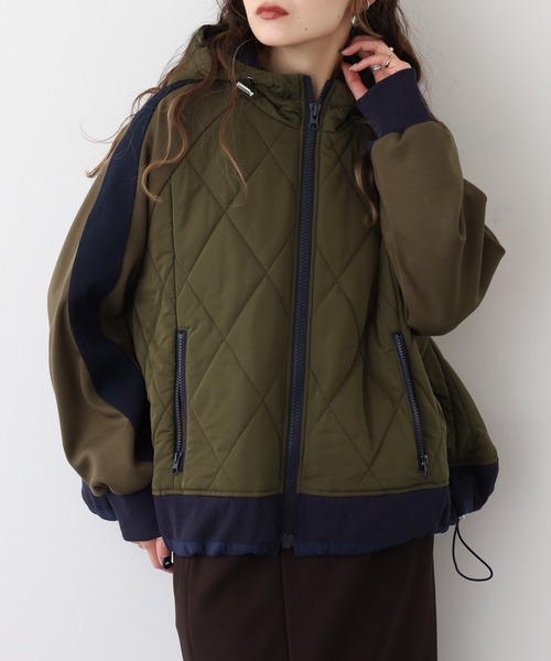 A.N.L（エーエヌエル　レーベル）の「A.N.L キルト切替ブルゾン（ブルゾン・レディース・カーキ/アイボリー/ブラック・38）」の3枚目の写真