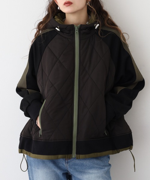 A.N.L（エーエヌエル　レーベル）の「A.N.L キルト切替ブルゾン（ブルゾン・レディース・カーキ/アイボリー/ブラック・38）」の16枚目の写真