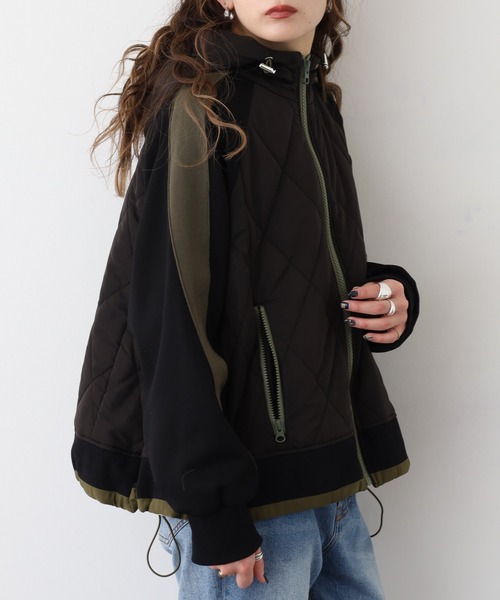 A.N.L（エーエヌエル　レーベル）の「A.N.L キルト切替ブルゾン（ブルゾン・レディース・カーキ/アイボリー/ブラック・38）」の18枚目の写真