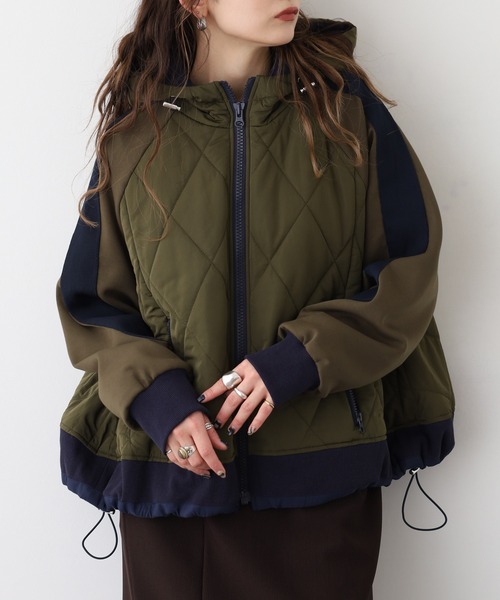 A.N.L（エーエヌエル　レーベル）の「A.N.L キルト切替ブルゾン（ブルゾン・レディース・カーキ/アイボリー/ブラック・38）」の21枚目の写真